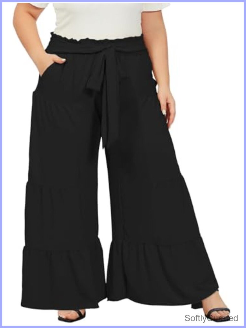 Plus Size Wide Leg Palazzo Pants High Waisted Flowy Summer Casual with Pockets